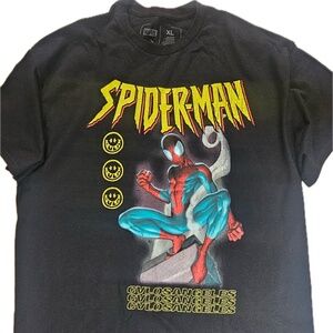 Spider-Man T-Shirt‎ Mens XL Black Marvel Graphic Superhero Red Black Comic Tee
